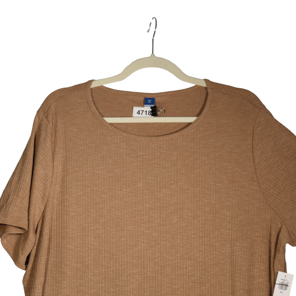 NEW Old Navy Top Womens XXL Brown Ribbed Tee T Shirt Stretch Blouse NWT $17 - Picture 2 of 6